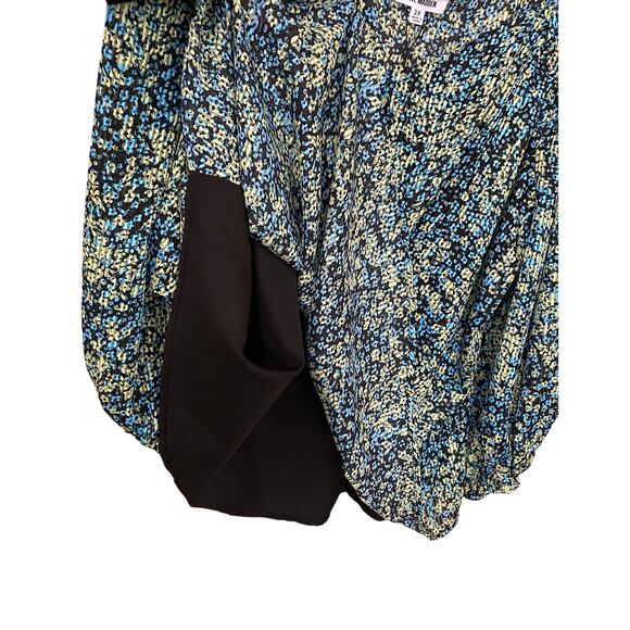 NWT Steve Madden Stevie Top 2X Blue Green Floral Blouse Crinkle Sheer Fairycore - Picture 7 of 16